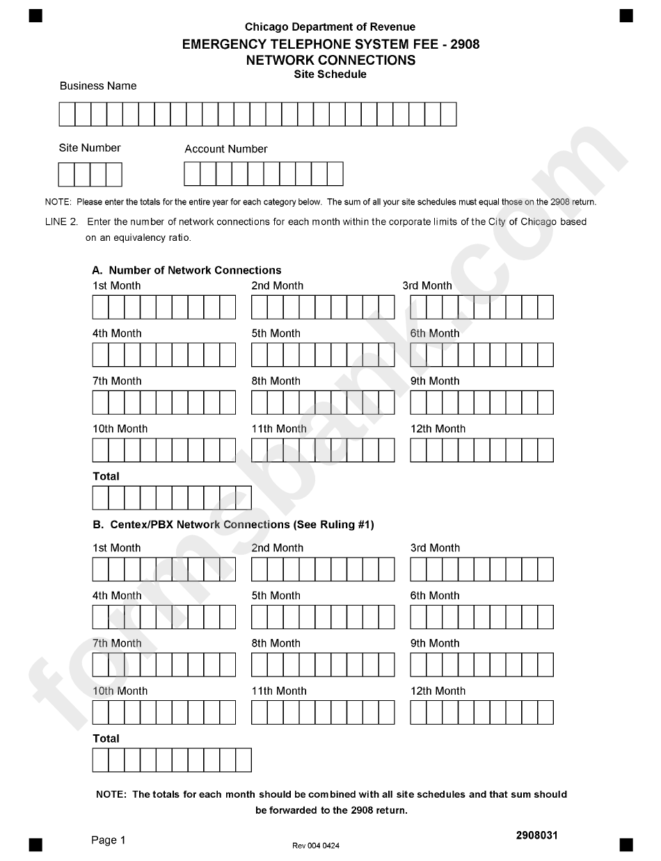 Form 2908 - Emergency Telephone System Fee - Network Connections