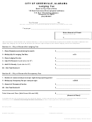 City Of Greenville, Alabama Lodging Tax Form - 2013
