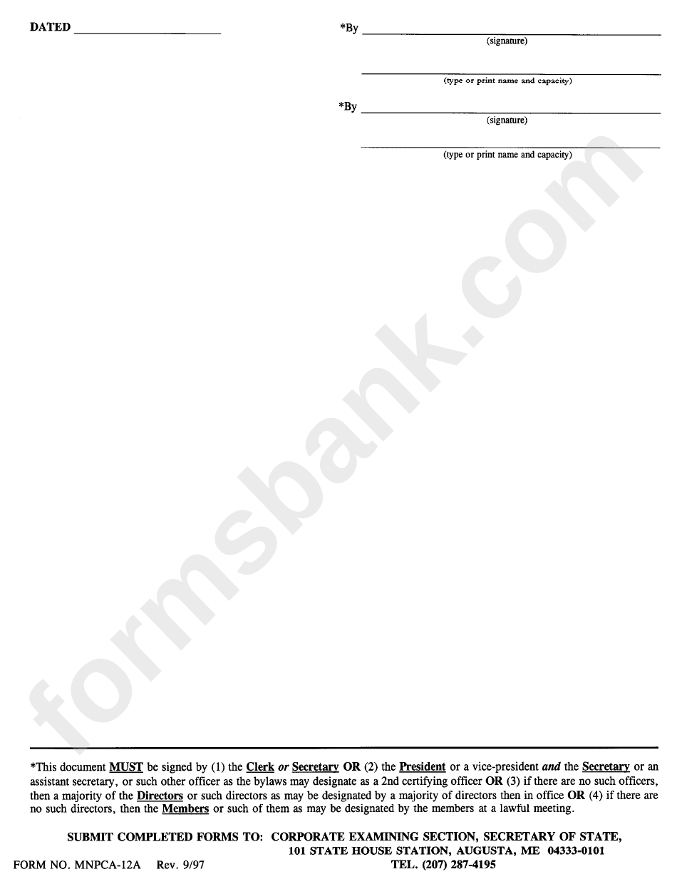 Form Mnpca-12a - Amended Application For Authority To Carry On Activities