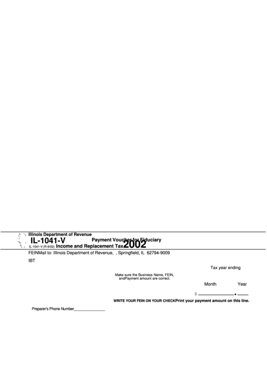 Form Il-1041-V - Payment Voucher For Fiduciary Income And Replacement Tax - 2002 Printable pdf