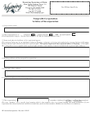 Fillable Nonprofit Corporation Articles Of Incorporation - Wyoming Secretary Of State Printable pdf