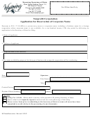 Nonprofit Corporation Application For Reservation Of Corporate Name - Wyoming Secretary Of State