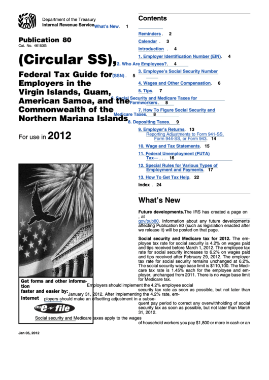 Publication 80 - Federal Tax Guide (Circular Ss) - Internal Revenue Service - 2012 Printable pdf