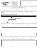 Foreign Nonprofit Corporation Application For Certificate Of Authority - Wyoming Secretary Of State
