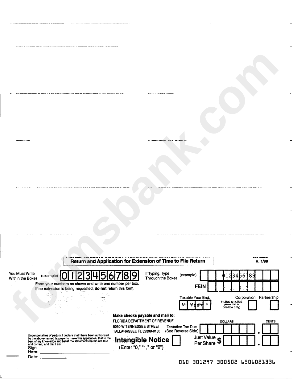 Form F-7004a - Return And Application For Extension Of Time To File Return