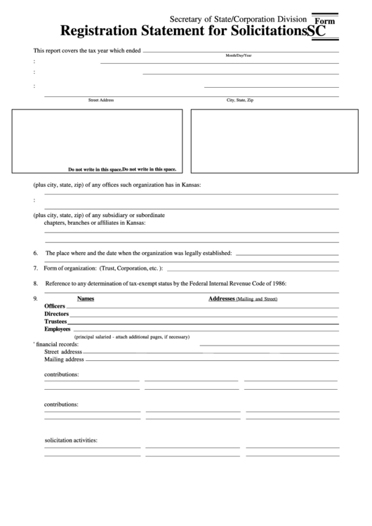 Form Sc - Registration Statement For Solicitations December 1999 Printable pdf