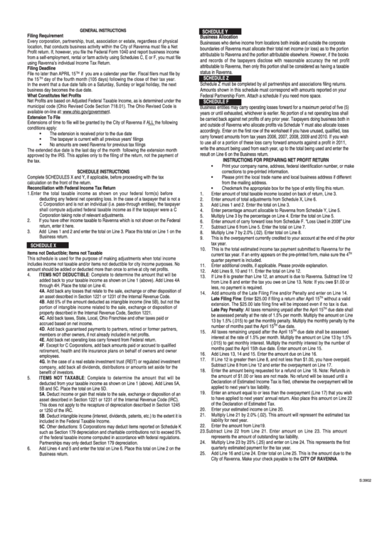 Instructions For City Of Ravenna Individual Income Tax Return Form Printable pdf