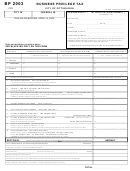 Form Bp - Business Privilege Tax - City Of Pittsburgh - 2003