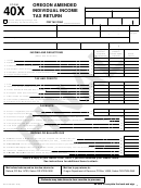 Form 40x Draft - Oregon Amended Individual Income Tax Return Printable pdf