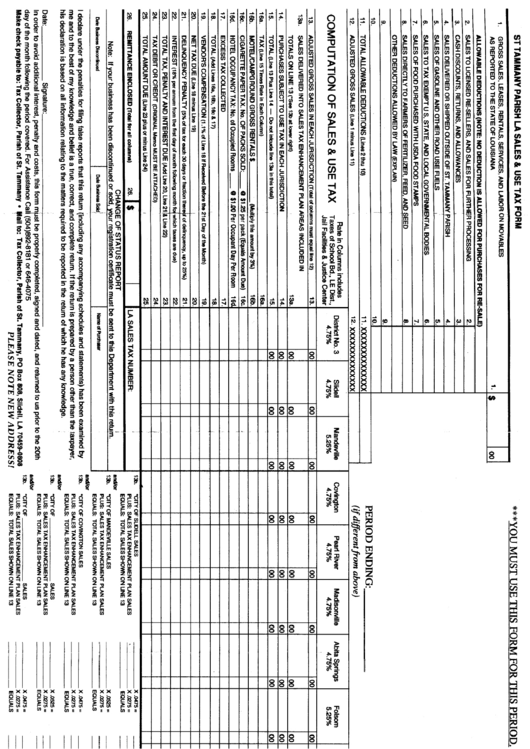 St Tammany Parish Sales & Use Tax Form Printable pdf