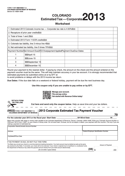 Form 112ep - Corporate Estimated Tax Payment Voucher - 2013 Printable pdf