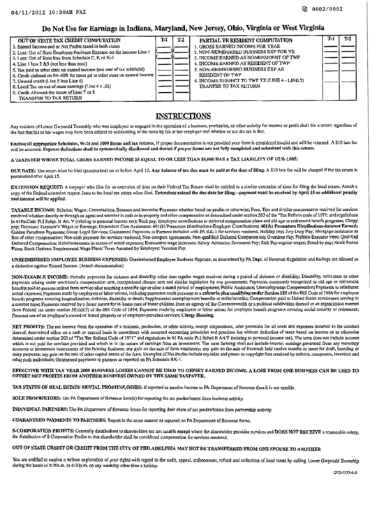 Instructions For Tax Credit Computation Printable pdf