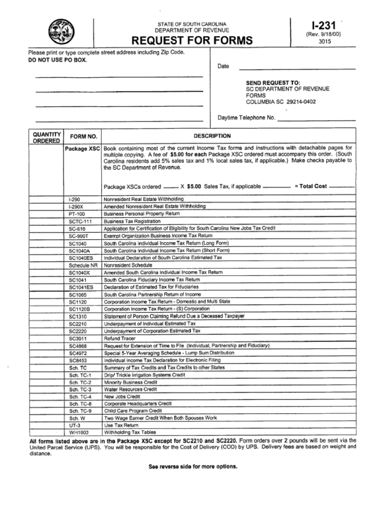 Form I-231 - Request For Forms Printable pdf