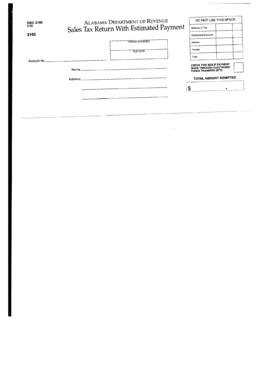 Form S&u: 2105 - Sales Tax Return With Estimated Payment Printable pdf