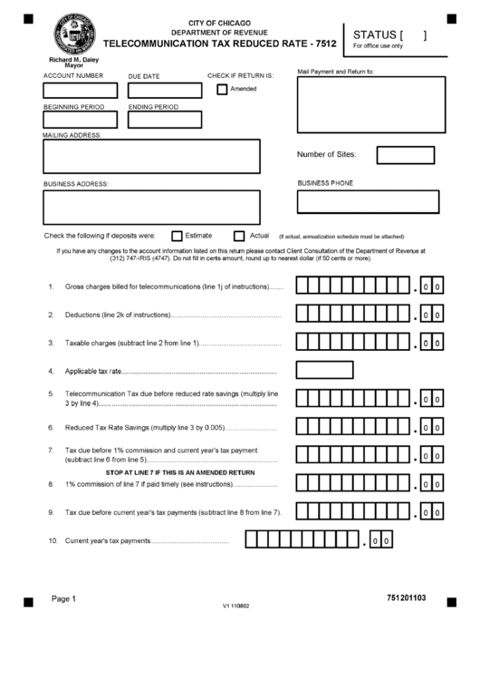 Form 7512 Tax Rduced Rate printable pdf download