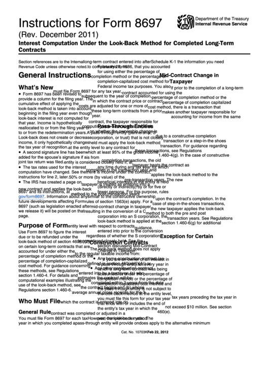 Instructions For Form 8697 - 2011 Printable pdf