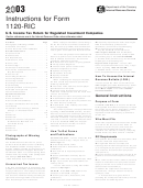 Instructions For Form 1120-ric - U.s. Income Tax Return For Regulated Investment Companies - 2003