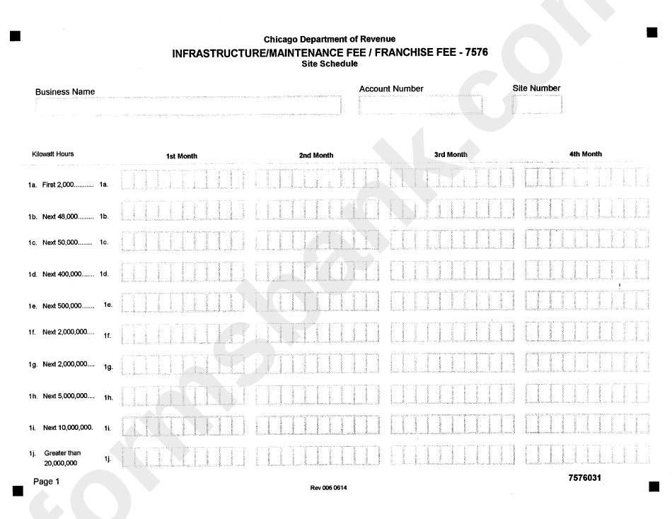 Form 7576 - Infrastructure / Maintenance Fee / Franchise Fee