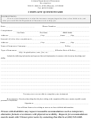 Complaint Questionnaire - Arizona Department Of Insurance