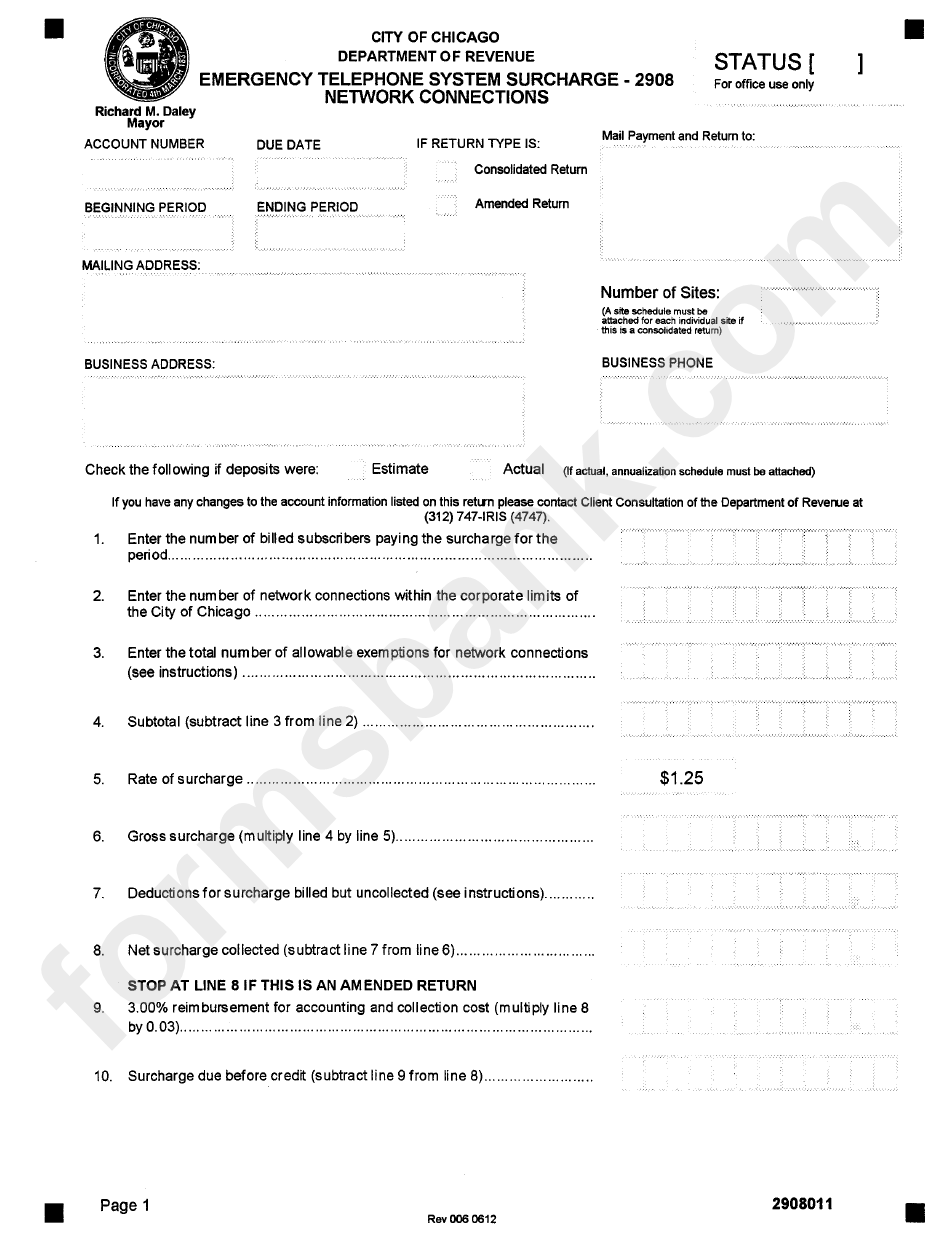 Form 2908 - Emergency Telephone System Surcharge - Network Connections