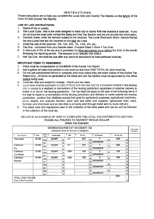 Form St-400 - Instructions - Colorado Printable pdf