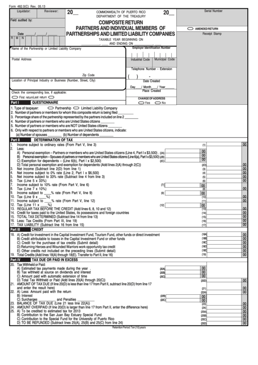 Form 482.0(C) - Composite Return Partners And Individual Members Of Partnerships And Limited Liability Companies Printable pdf