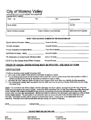 Application For Utility User's Tax Exemption Form - City Of Moreno Valley