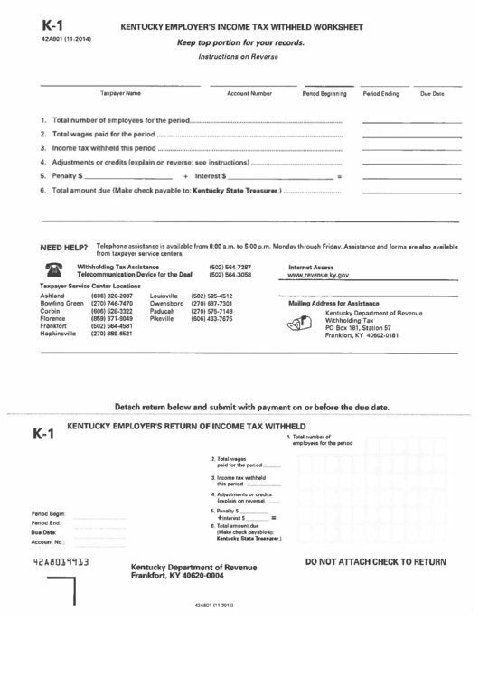 Form K-1 - Employer