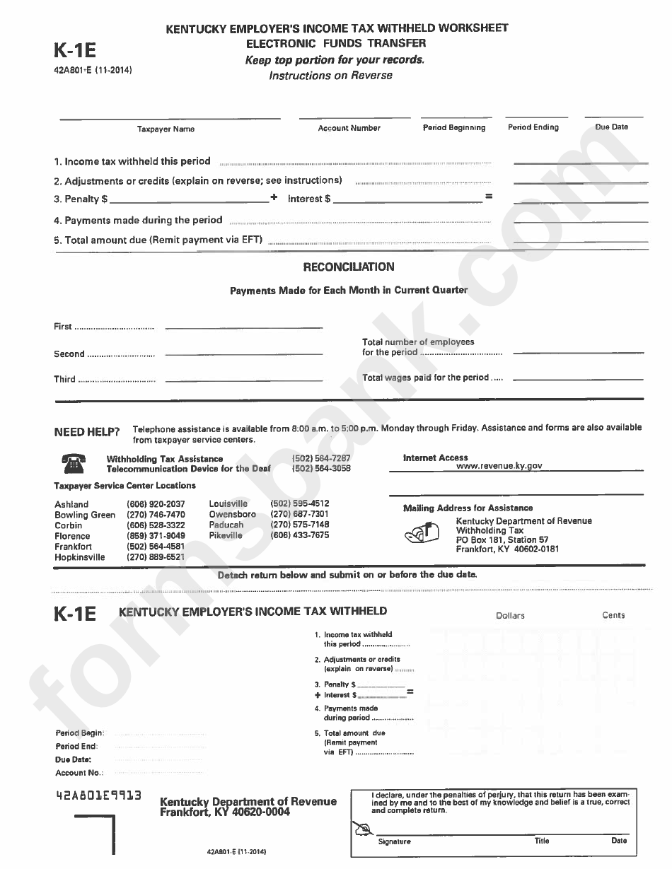 Form K-1e - Employer