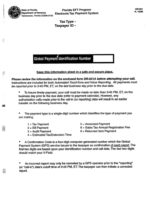 Form Dr-651 - Electronic Tax Payment System And Voice Reporting ...