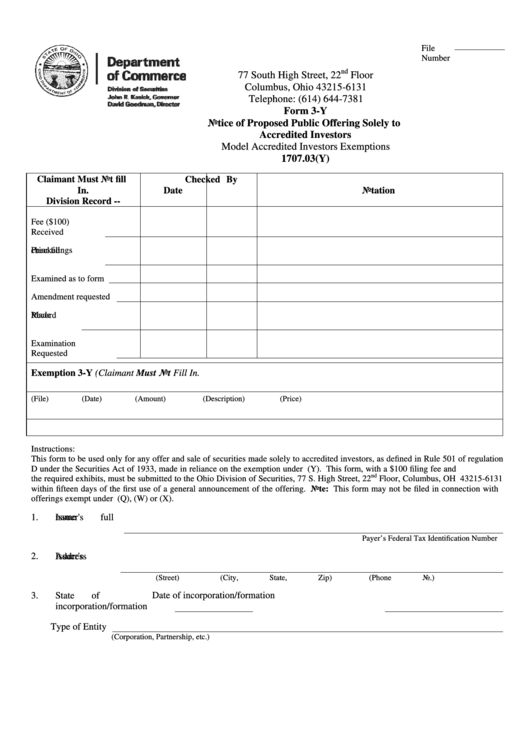 Form Com 4508 - Notice Of Proposed Public Offering Solely To Accredited Investors Printable pdf