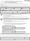 Form Dtf-820 - Certificate Of Nonresidency Of New York State And/or Local Taxing Jurisdiction - 2012