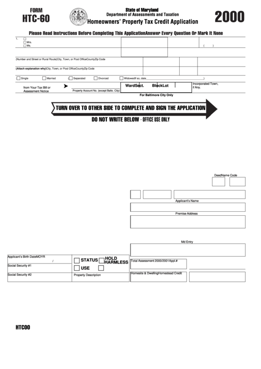 Fillable Form Htc-60 - Homeowners