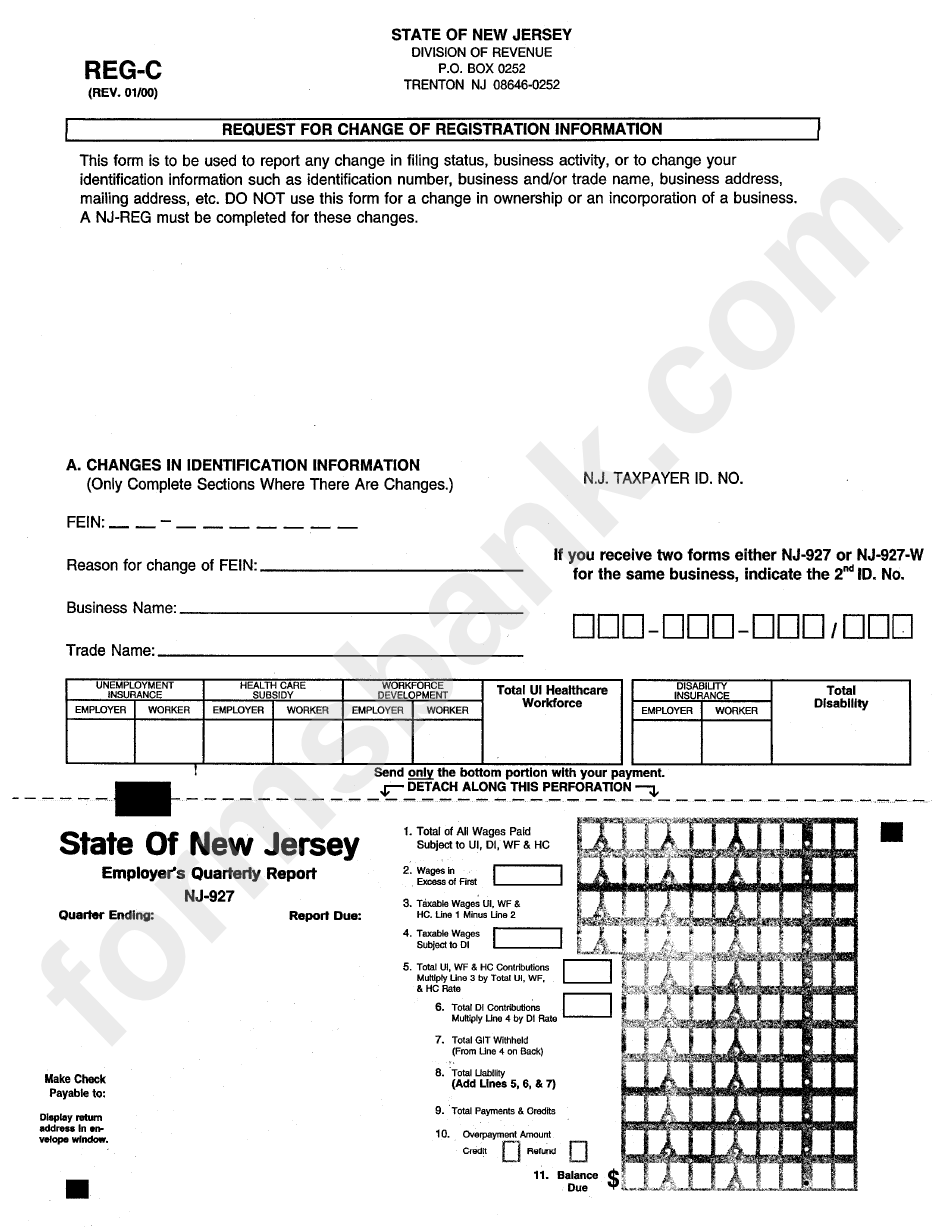 Form Reg-C - Request For Change Of Registration Information - 2000