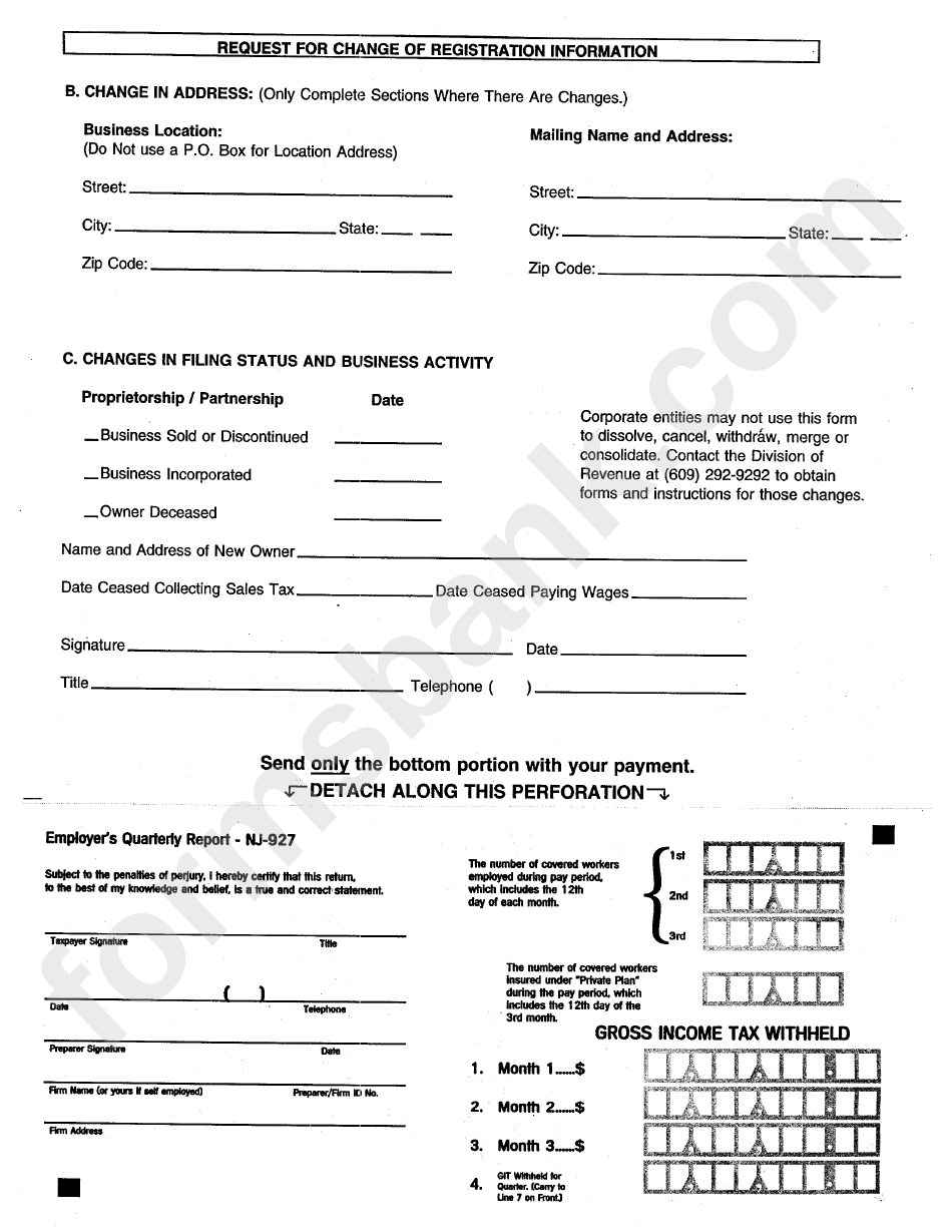 Form Reg-C - Request For Change Of Registration Information - 2000