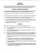 Instructions For Personal Exemption Worksheet Form Va-4