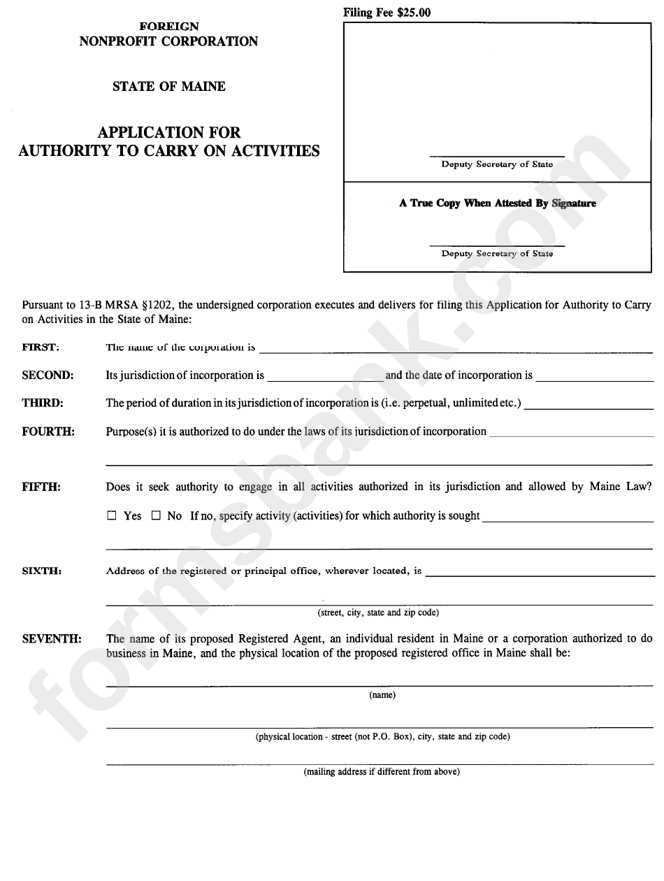 Form Mnpca-12 - Applicatio Nfor Authority Tocarry On Activities