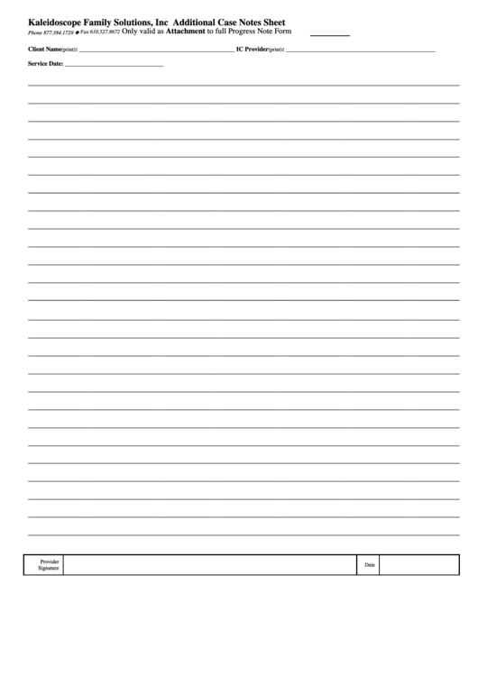 Fillable Additional Case Notes Sheet printable pdf download