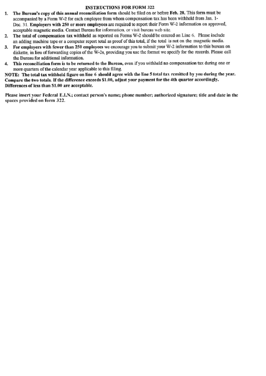 Instruction For Form 322 Printable pdf