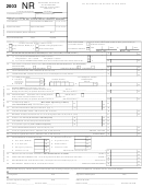 Form Nr - Delaware Individual Non-resident Income Tax Return - 2003
