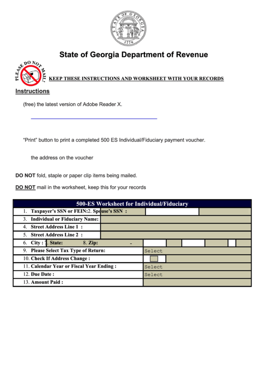 Fillable Form 500 Es - Individual And Fiduciary Estimated Tax Payment Voucher - 2013 Printable pdf