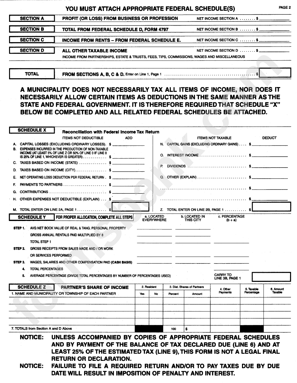 Form Br - Income Tax Return - City Of Springdale, 2000