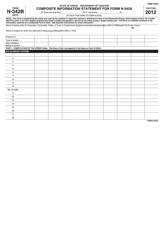 Fillable Form N-342b - Composite Information Statement For Form N-342a ...