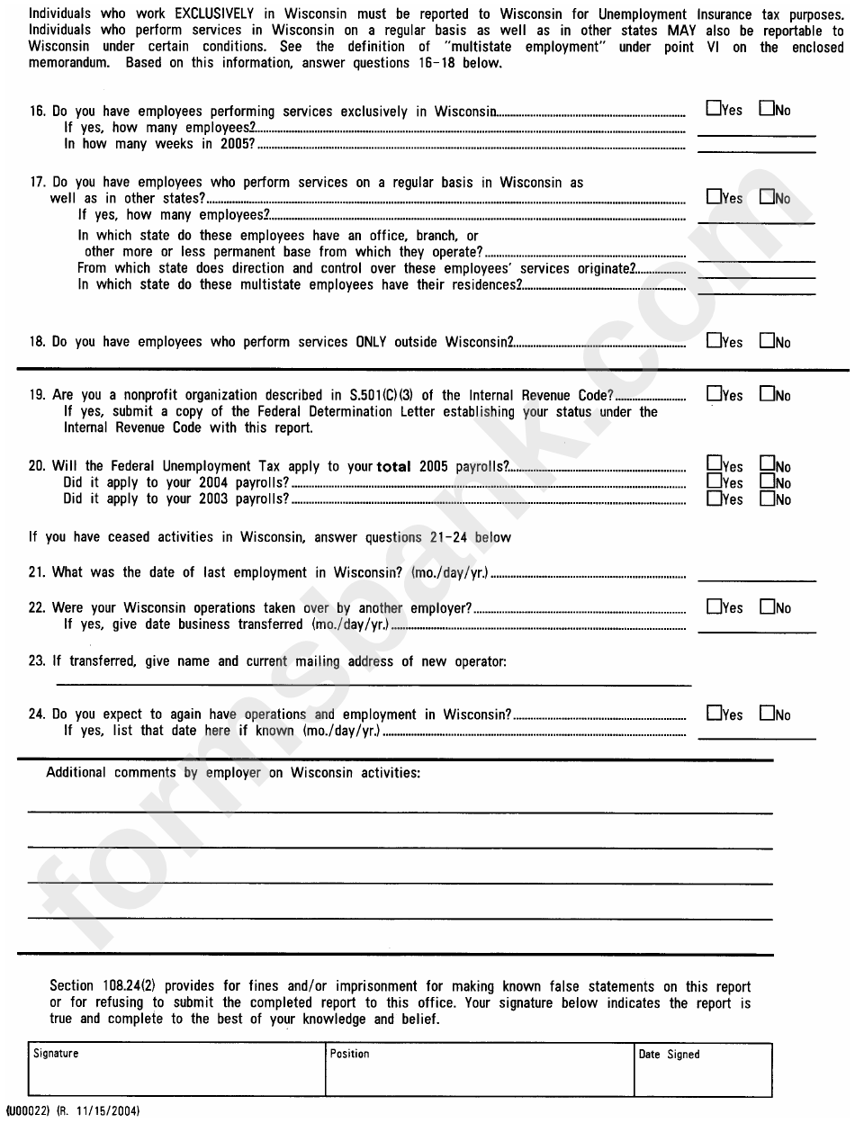 Form Uct-43 - Preliminary Report For 2005 - Wisconsin Department Of Workforce Development