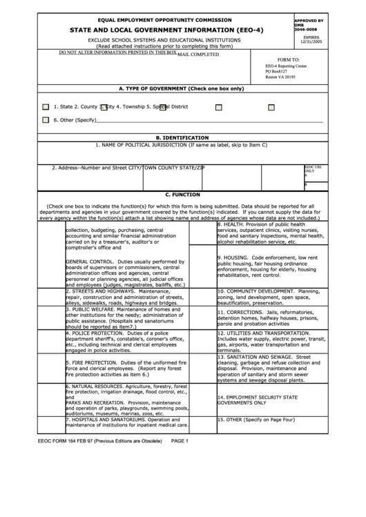 Form Eeo-4 - State And Local Government Information Printable pdf