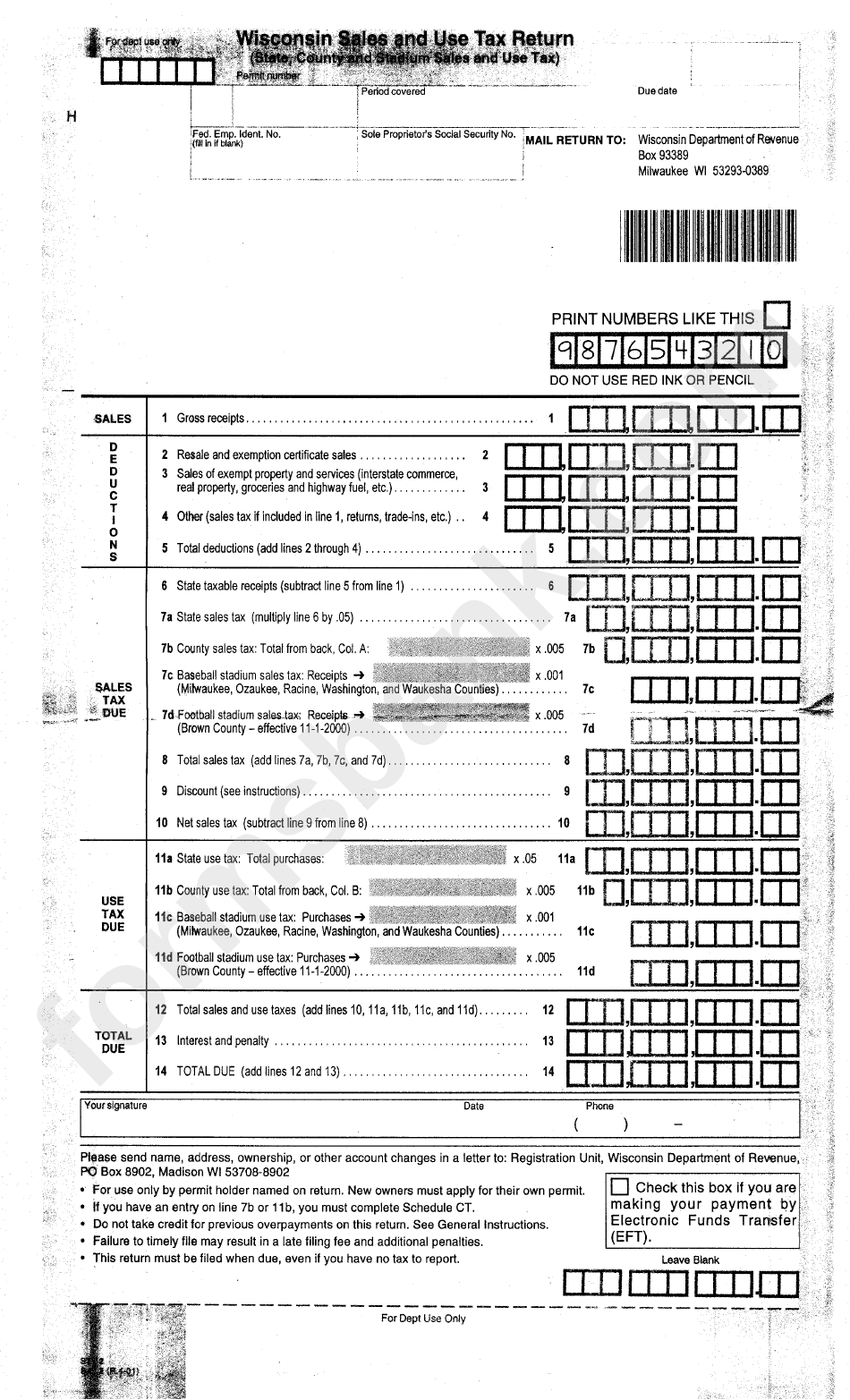 Wisconsin Sales And Use Tax Return Form printable pdf download