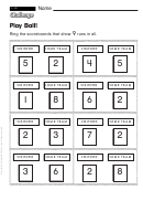 Play Ball! - Math Worksheet With Answer Key