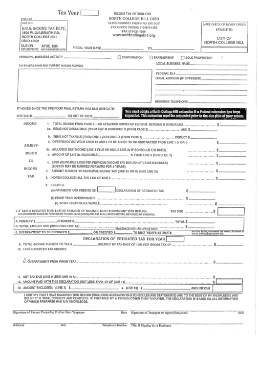Form Br - Income Tax Return - Ohio Printable pdf