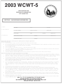 Form Wcwt-5 - Application For Refund Of Wilmington City Wage Tax - 2003