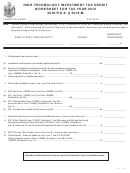 High-technology Investment Tax Credit Worksheet - 2012
